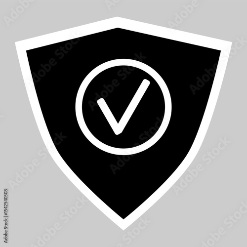 Bold shield icon for cybersecurity and protection.