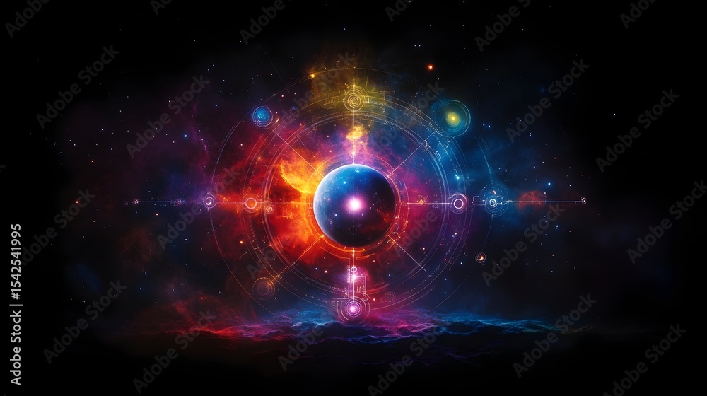 Obraz premium Cosmic Orb Energy Nebula Space Fantasy Artwork