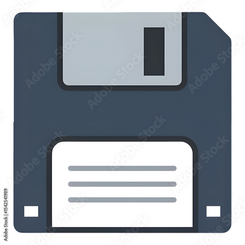 Isolated vintage floppy disk data storage medium icon