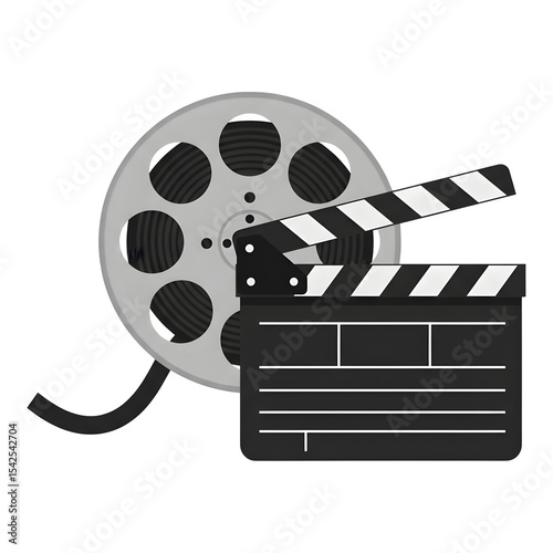 Illustration of a Film Reel and a Movie Slate