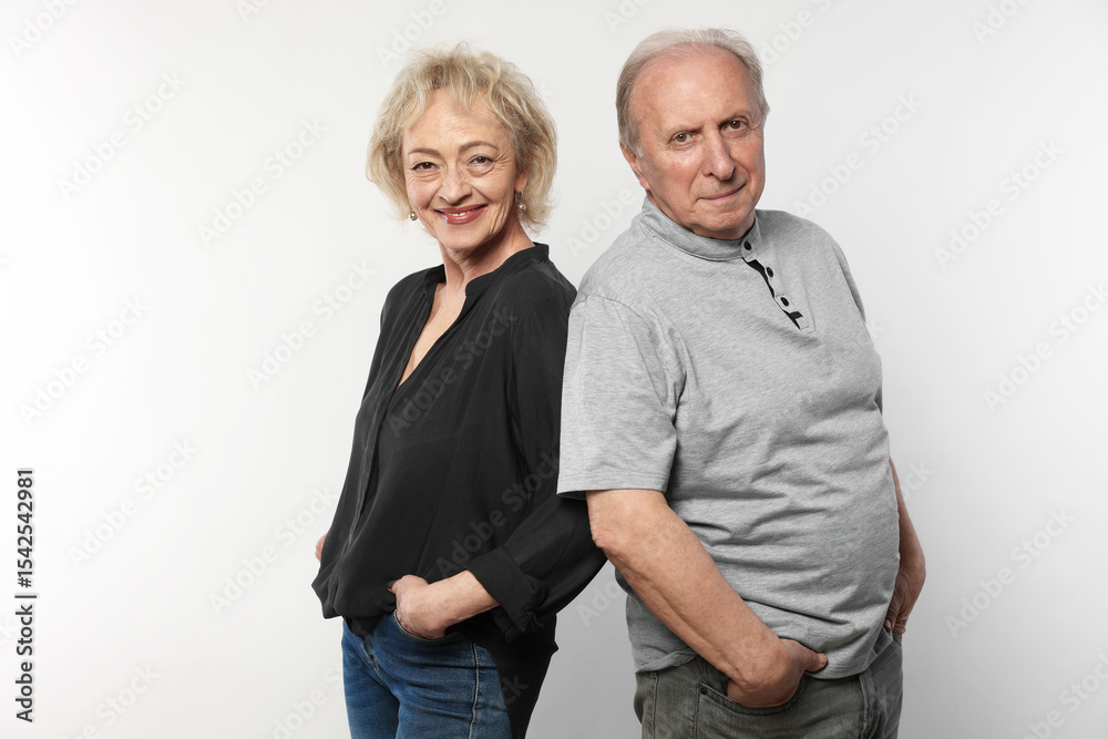 Portrait of lovely senior couple on white background Portrait of lovely senior couple on white background