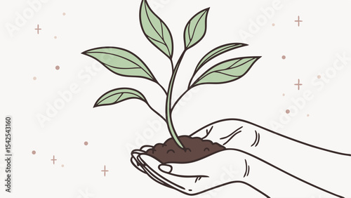 Nurturing New Growth Hands Gently Holding a Sprout