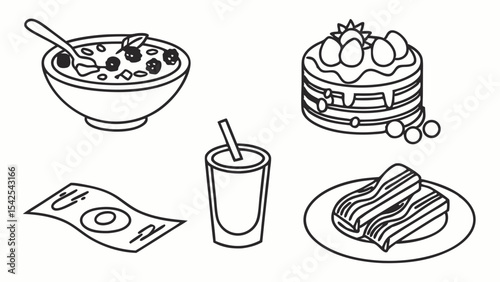 Delicious Food and Drink Icons Breakfast, Dessert, and More