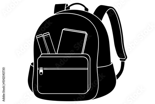 Black and White Line Art Backpack School Bag Books