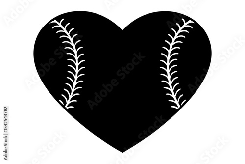Black Heart Shaped Baseball Graphic White Stitching