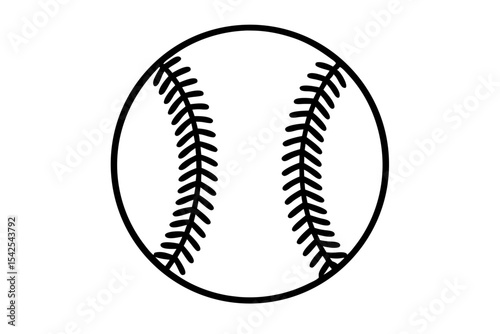Black Line Art Baseball Illustration Simple Design