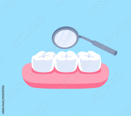 A dental check-up using a mouth mirror illustration vector design. Dental care concept.