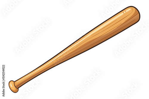 Light Brown Wooden Baseball Bat Isolated on White Background