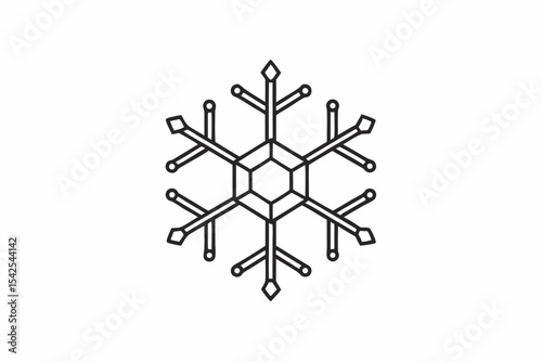 Minimalist Black Line Art Simple Snowflake Icon white 1