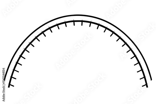 Minimalist Black Semicircle Graphic with Tick Marks