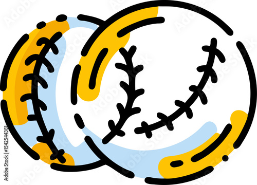 Two Overlapping Yellow and Light Blue Baseball Illustrations