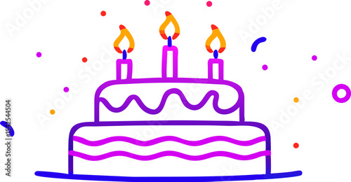 Two Tiered Purple Birthday Cake with Three Candles