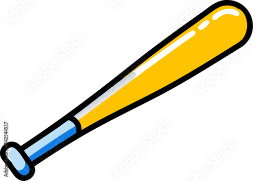 Yellow and Blue Baseball Bat Cartoon Illustration vector