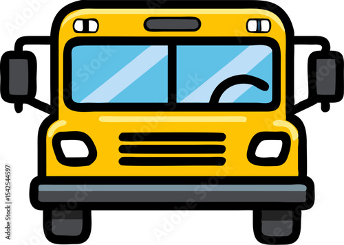 Yellow School Bus Icon Flat Design Front View yellow bus