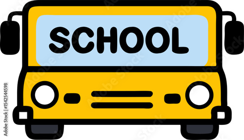 Yellow School Bus Icon Black Silhouette School Word