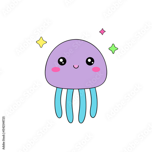 Kawaii Jellyfish with Blushing Cheeks