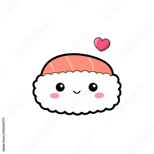 Cute Kawaii Sushi with Blushing Cheeks and Sprinkles