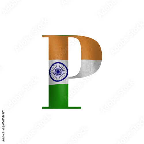 Indian Flag Letter P A Vibrant Design Incorporating National Pride