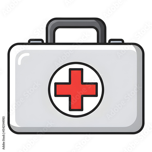 Cartoon First Aid Kit Isolated on Black Background