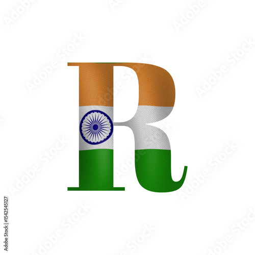 Indian Flag Letter R A Patriotism Design Graphic