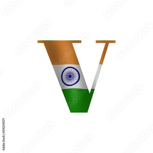 Indian Flag 'V' Letter Design  Patriotic Graphic for Independence Day
