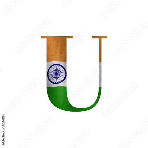 India Flag Letter U Patriotism, Design, and Alphabet Art