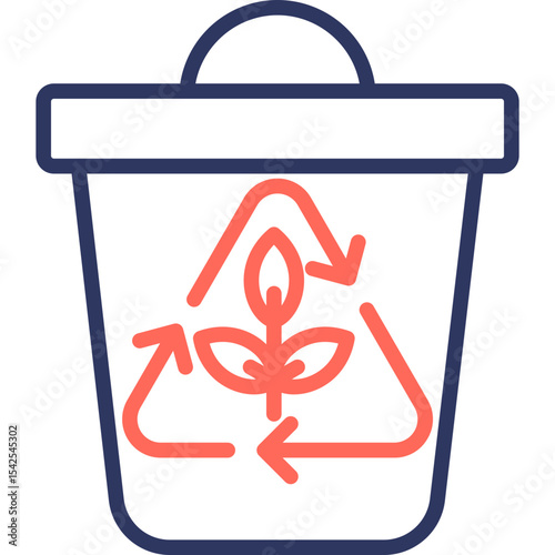 Composting Bin line color icon