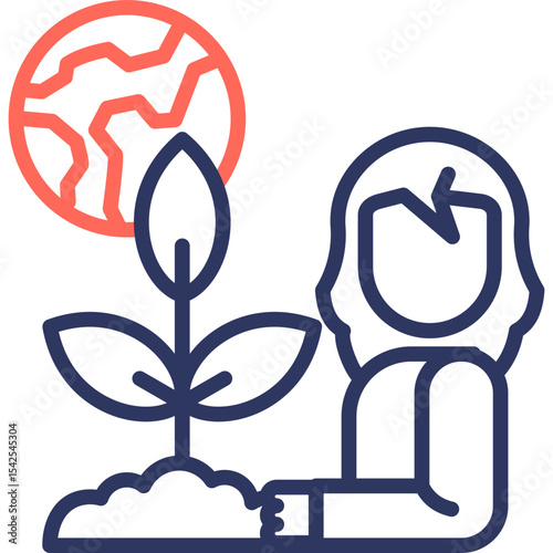 Tree Planting line color icon