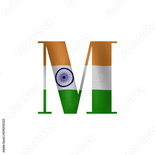 Indian Flag Inspired 'M' Letter Design A Patriotic Alphabet Graphic