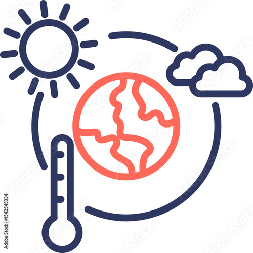 Climate Change Action line color icon