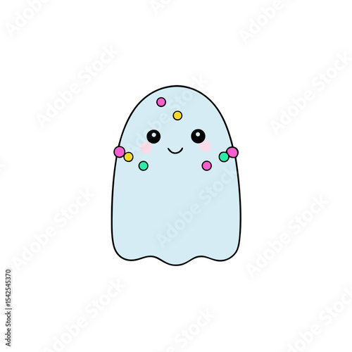 Kawaii Ghost with Blushing Cheeks and Sprinkles