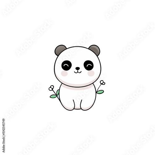 Cute Kawaii Panda with Winking Face and Tiny Wings