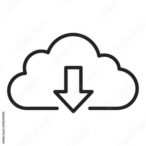 Simple Graphic Depicting Cloud Download on Black Background