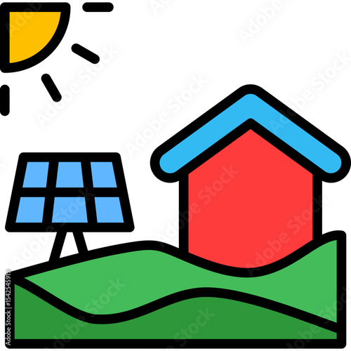 Solar Panel lineal color icon