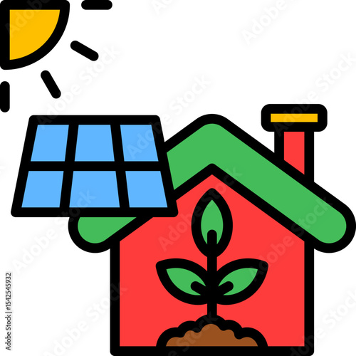 Eco Home lineal color icon