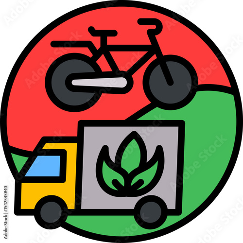 Green Transportation lineal color icon