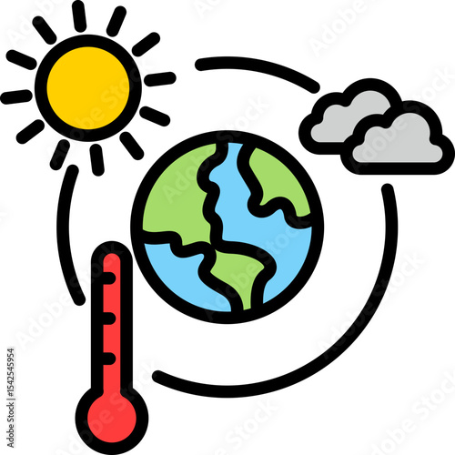 Climate Change Action lineal color icon