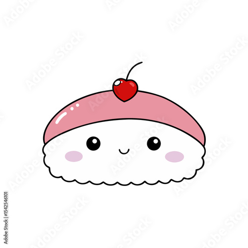 Kawaii Sushi with Rosy Cheeks and Cherry