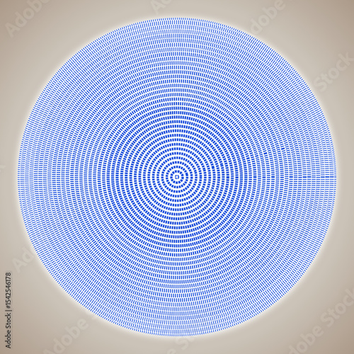 Minimilist circular pattern of blue rectangles arranged in concentric rings on a light background creating a visual effect vector