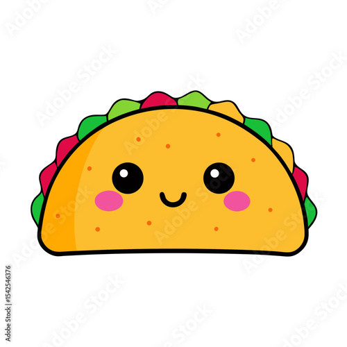 Cute Kawaii Taco with Rosy Cheeks and Sprinkles
