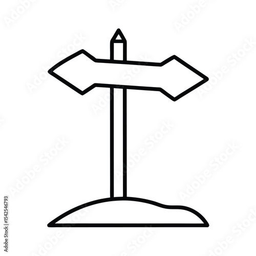 Trail map signpost in park detailed outline in line art Vector illustration