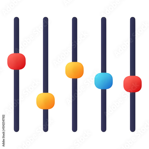 Colorful sliders for audio or visual adjustment on black background