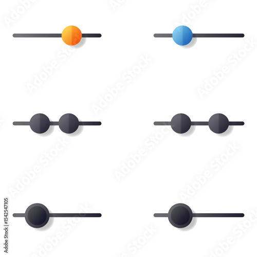 Colorful Flat Design Sliders and Control Panel on Black Background