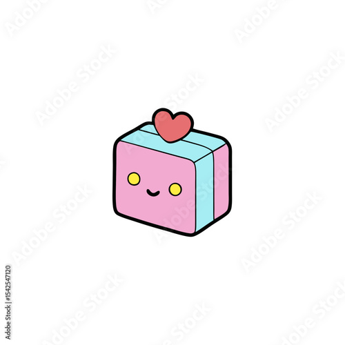Kawaii Present Box with Tiny Smile and Sprinkles