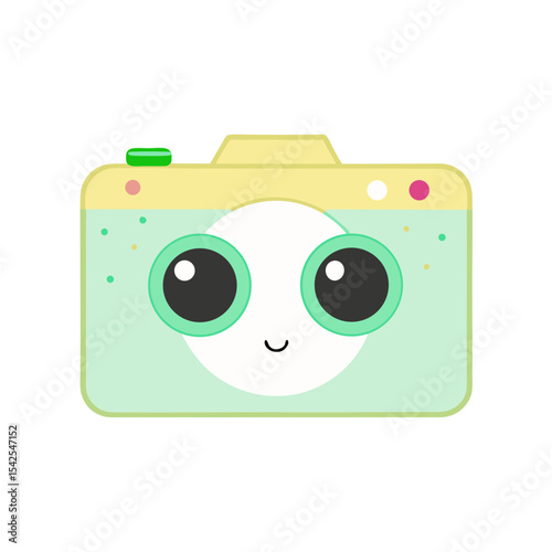 Cute Kawaii Camera with Blushing Cheeks and Sprinkles