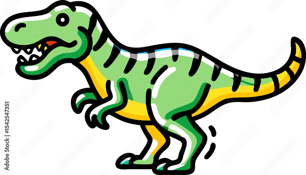 Fototapeta premium Cartoon Green Yellow T Rex Dinosaur Illustration tyrannosaurus rex