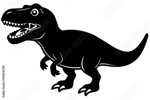 Black Silhouette Cartoon Tyrannosaurus Rex Dinosaur 1