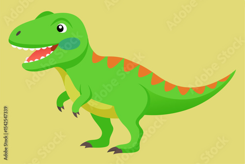 Bright Green Cartoon Tyrannosaurus Rex Dinosaur Illustration 2