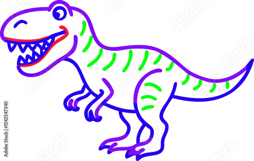 Bright Purple Green Cartoon T Rex Dinosaur Tyrannosaurus Rex