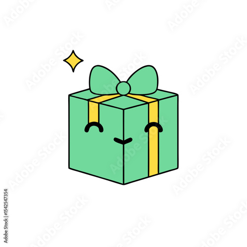 Kawaii Present Box with Winking Face and Bowtie
